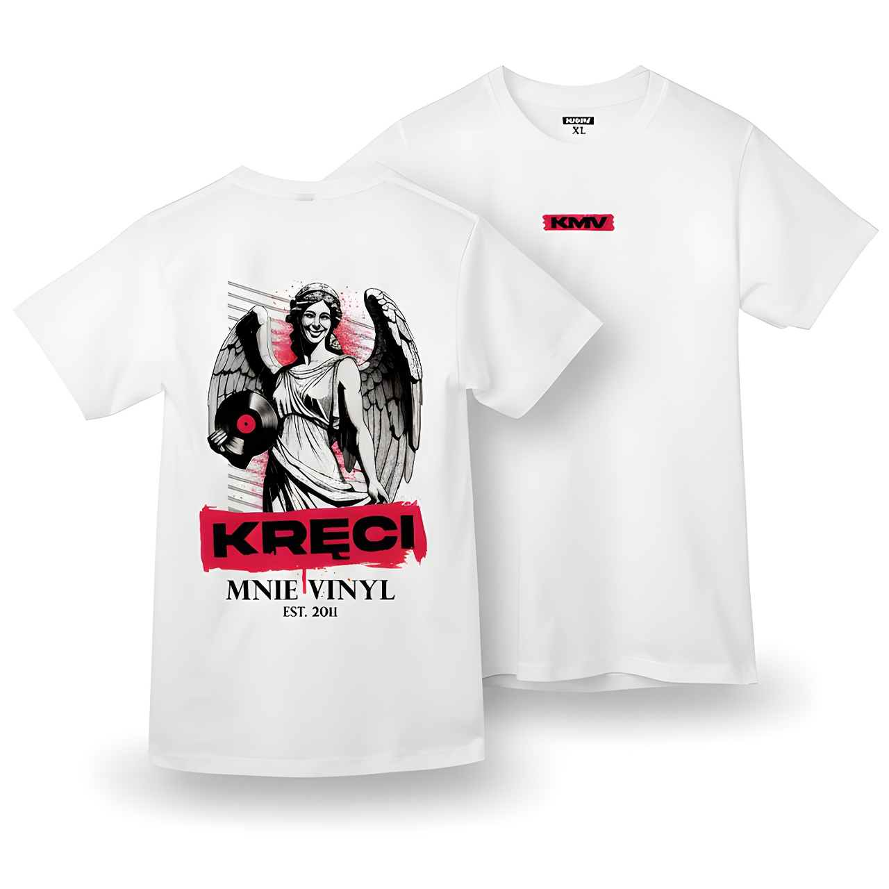 KOSZULKA ANIOŁ KRĘCI MNIE VINYL BIAŁA